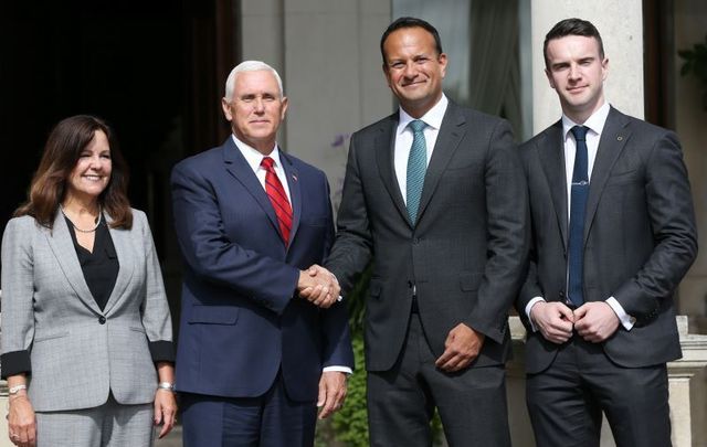 Second Lady Karen Pence, US Vice President Mike Pence, Taoiseach Leo Varadkar, and Varadkar\'s partner Matthew Barrett in Dublin.