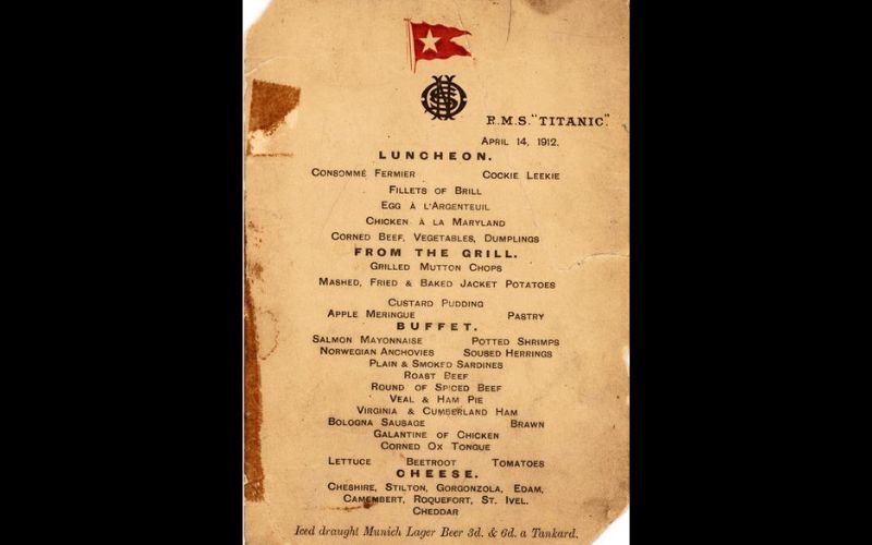 Titanic’s last dinner ran to ten courses while steerage ate gruel and cabin biscuits