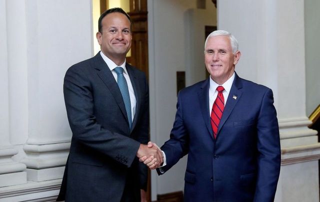 US Vice President Mike Pence meets Taoiseach Leo Varadkar at Farmleigh House on September 3, 2019, in Dublin, Ireland.