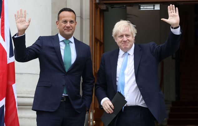 Taoiseach Leo Varadkar and British Prime Minister Boris Johnson in Dublin on Monday.