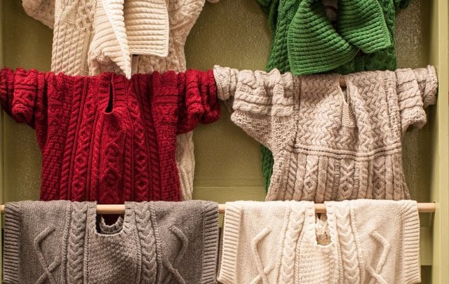 The beautiful handmade Aran sweaters.