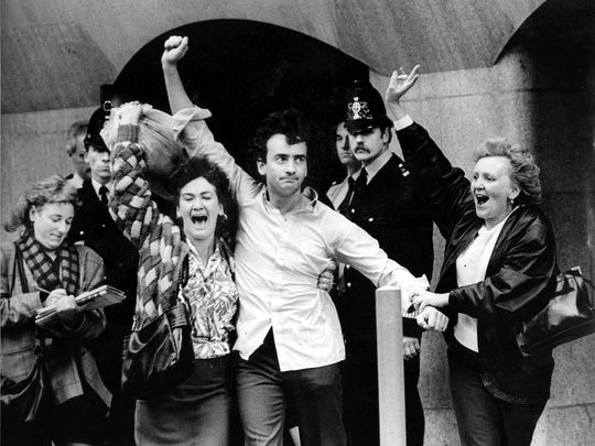 Gerry Conlon, of the Guildford Four, released from prison in 1989.