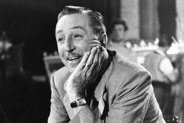 American animator and director Walt Disney (1901-1966), whose name is synonymous all over the world with children\'s cartoon films, particularly those featuring Mickey Mouse, his first cartoon character. He is pictured during a visit to England for the filming of \'The Sword And The Rose\'. 