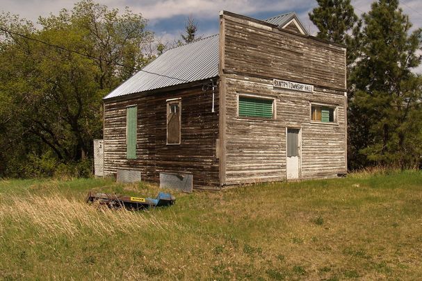 One of the abandoned buildings in the Irish ghost town of Bantry, North Dakota