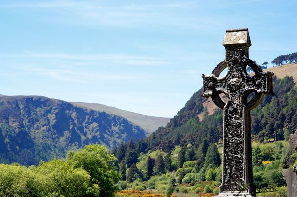 A Celtic high cross at Glendalough, County Wicklow.