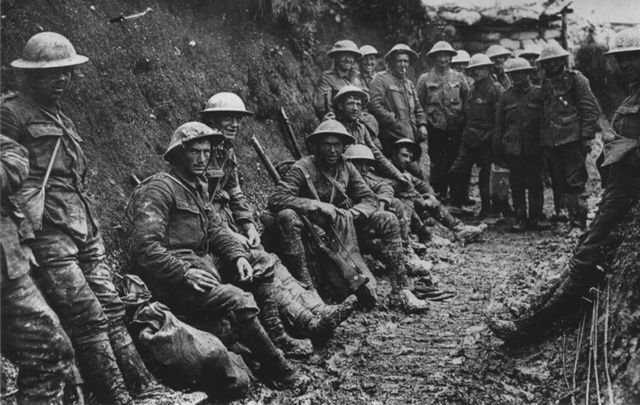 Irish rifles ration party, Battle of the Somme, France, World War I.