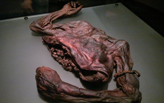 The Old Croghan Man bog body at the National Museum of Ireland, Dublin