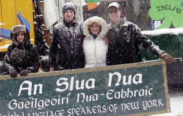 O’Driscoll, center, marching with An Slua Nua at the St. Pat’s for All parade in Queens on March 1.