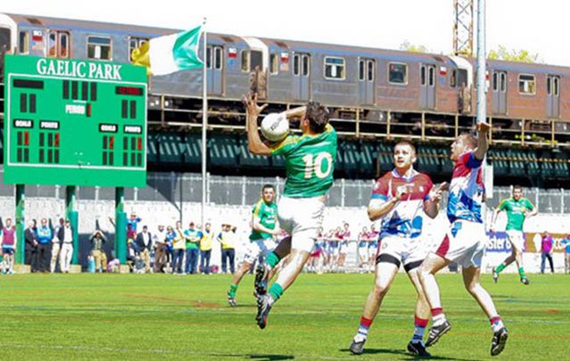 Mom and Pop joined their Irish friends in the sun-drenched, splintery stands to enjoy the national games of Ireland – Gaelic Park