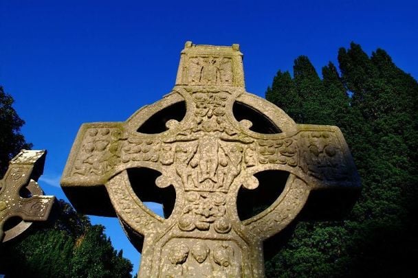 A Celtic cross, at Monasterboice, in County Louth: The story of the Celts began 5,000 years ago in Central Asia and is a saga of wars, alliances, victories and defeats.