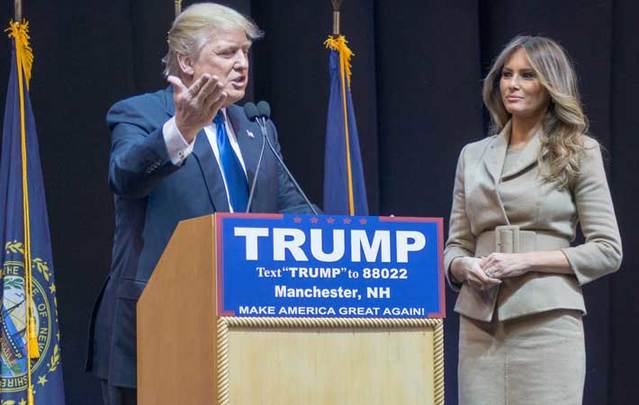 Donald and Melania Trump in New Hampshire.