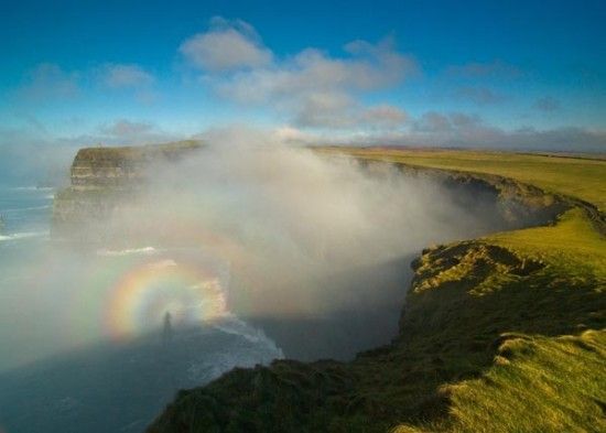 A \"Brocken Spectre\" captured at the Cliffs of Moher, in County Clare. 