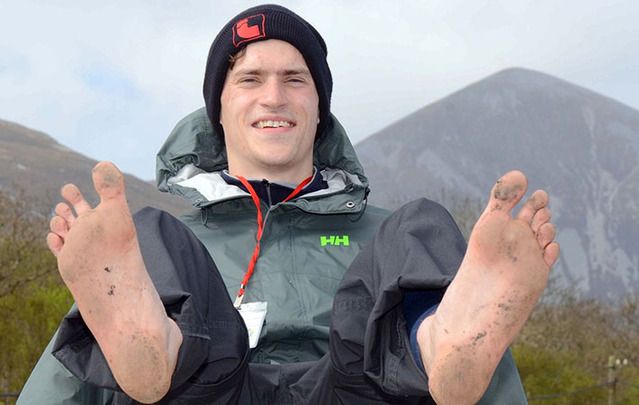 Eamonn Keaveney, photographed while Baring his Soles for Pieta House.