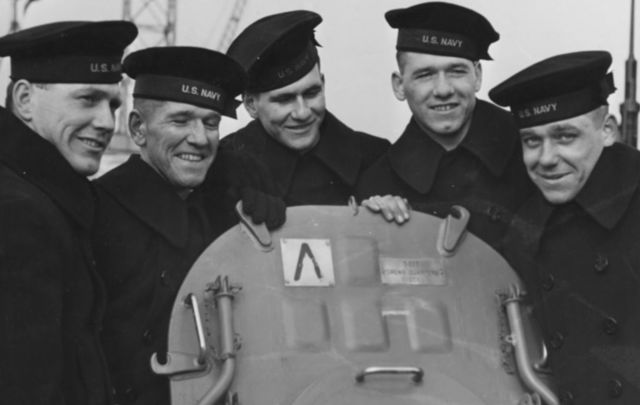 Sullivan brothers on USS Juneau (Joseph, Francis, Albert, Madison and George Sullivan: from left to right)
