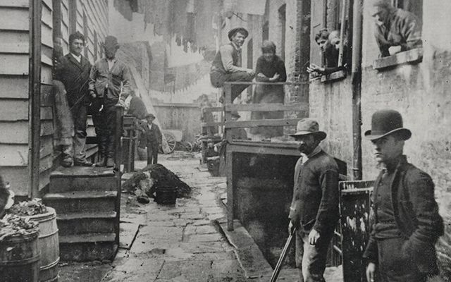 The famous Jacob Riis photo of residents of Five Points, in the Lower Eastside of New York City.