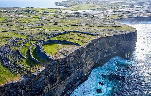 An aerial view of Dun Aengus, Inishmore, Aran Islands, Co Galway