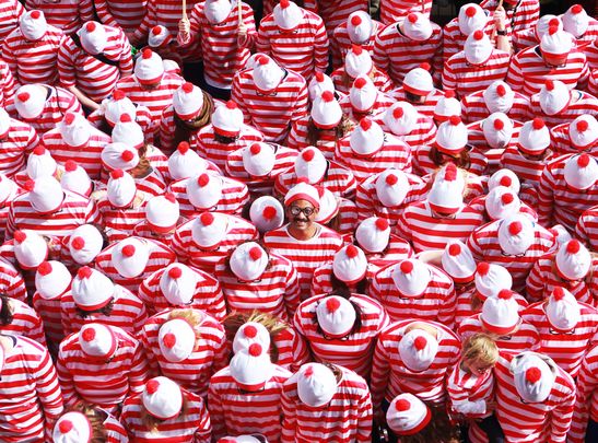 Where\'s Wally! World record number of people gathered dressed up as Wally / Waldo.