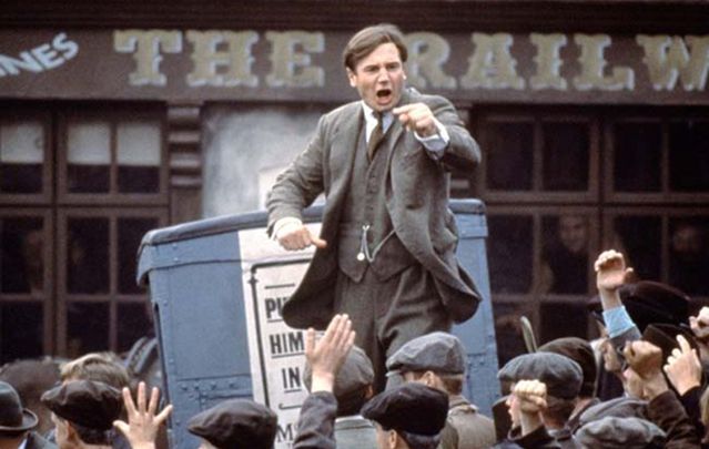 Liam Neeson riling up the crowds as \"The Big Fella\" in \"Michael Collins.\"
