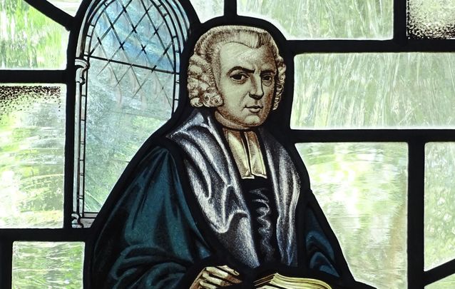 Stained-Glass Image of John Newton, \"Amazing Grace\" Writer, St. Peter and Paul Church, Olney, Buckinghamshire, England.