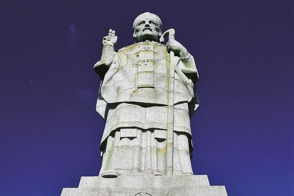 A statue of St. Patrick, at Slieve Patrick, Downpatrick, County Down.