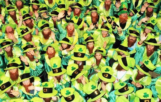 A gathering of people dressed as leprechauns in Dublin in 2011.
