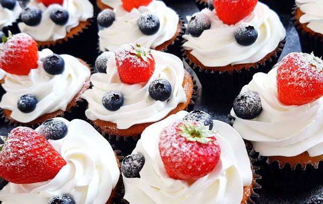 Happy Fourth of July! Red, white and blue cupcakes, a delicious sweet summer treat.