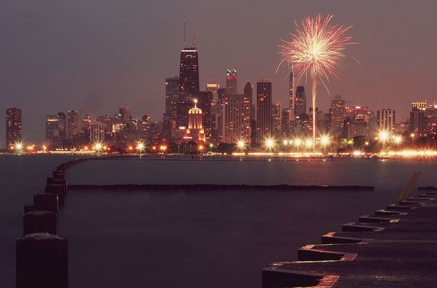 Fireworks over Chicago: Realizing July 4th was Patrick\'s Day on steroids and feeling at home in the United States. 