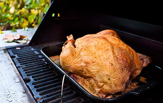 Cooked to perfection: Thanksgiving turkey on the barbecue.