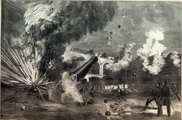  An illustration of the battle at Ford Sumter during the US Civil War.