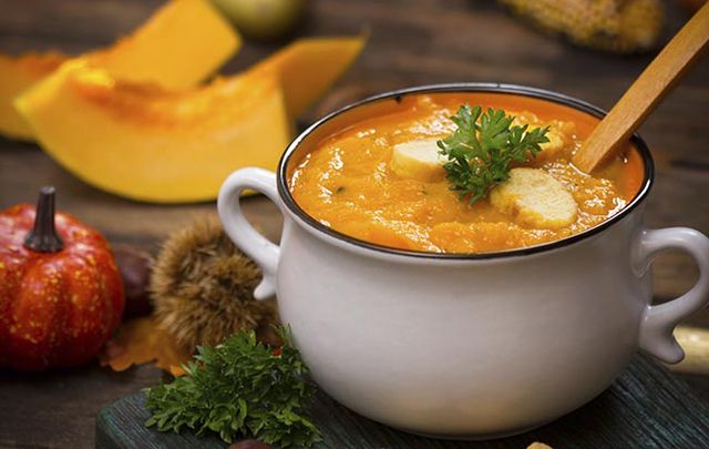 All the delicious flavors of fall and Thanksgiving in this hearty soup.