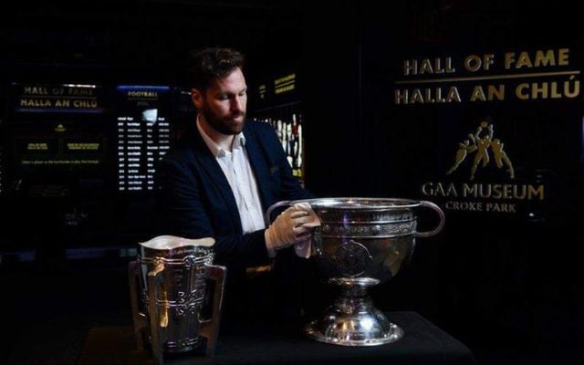 The Liam McCarthy and Sam Maguire cups at the GAA Museum in Dublin. 