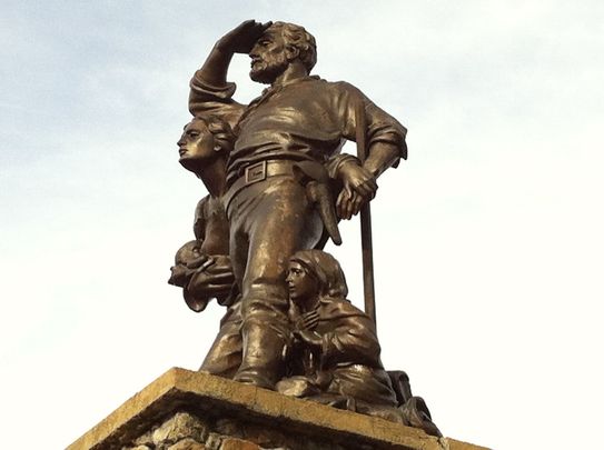 A statue at the Donner Party Memorial State Park.