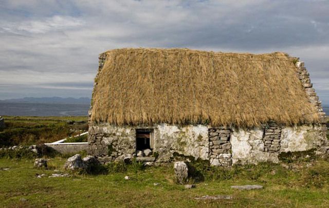 An Irish thatched cottage. 