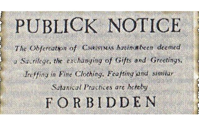 Public notice banning Christmas in Boston
