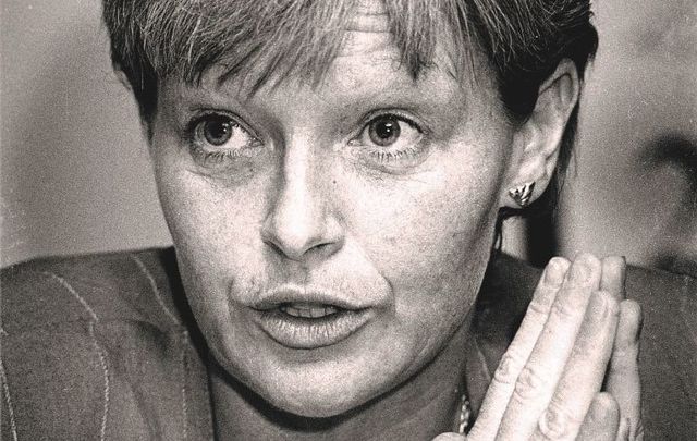 Veronica Guerin speaking at a Fianna Fail conference on crime in April 1996.