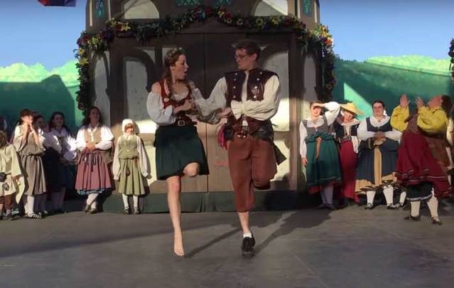 Ben Thomas surprises girlfriend Kelly Boardman with his Irish step dancing moves.