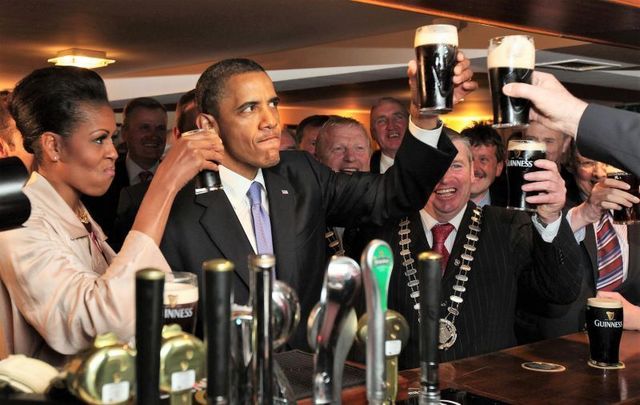 May 23, 2011: President Barack Obama and First Lady Michelle Obama in Hayes Bar in Barack\'s ancestral home of Moneygall, Co Offaly.