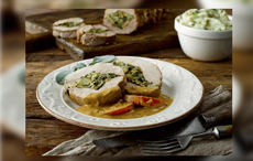Traditional Irish stuffed pork steak with apple and cider sauce recipe
