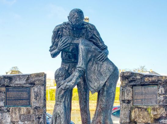 A statue in memorial of those lost in the Great Hunger, in Sligo town.