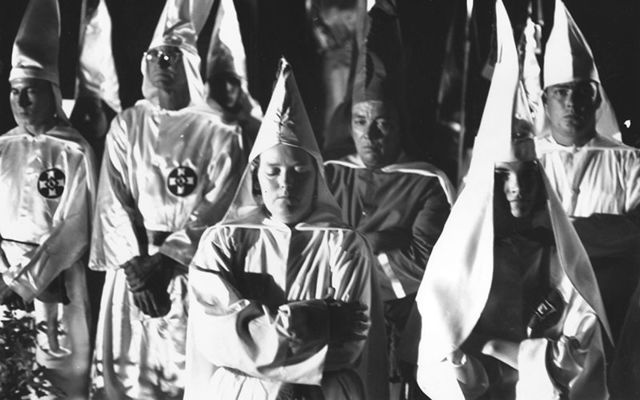 Ku Klux Klan members photographed at a Beaufort, South Carolina meeting, on May 24, 1965.