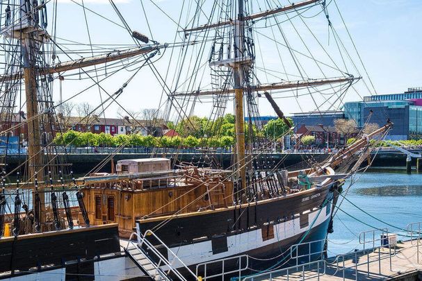 The Jeanie Johnston, an original coffin ship, from during the Great Hunger, which is now a museum on the River Liffey.