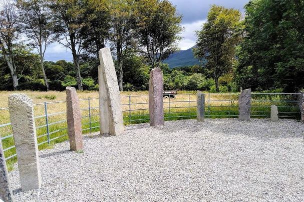 Dunloe Ogham Stones in Killarney, Co Kerry in the Munster province of Ireland.