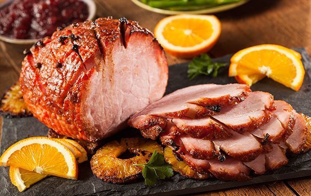 Plum and star anise Christmas ham.