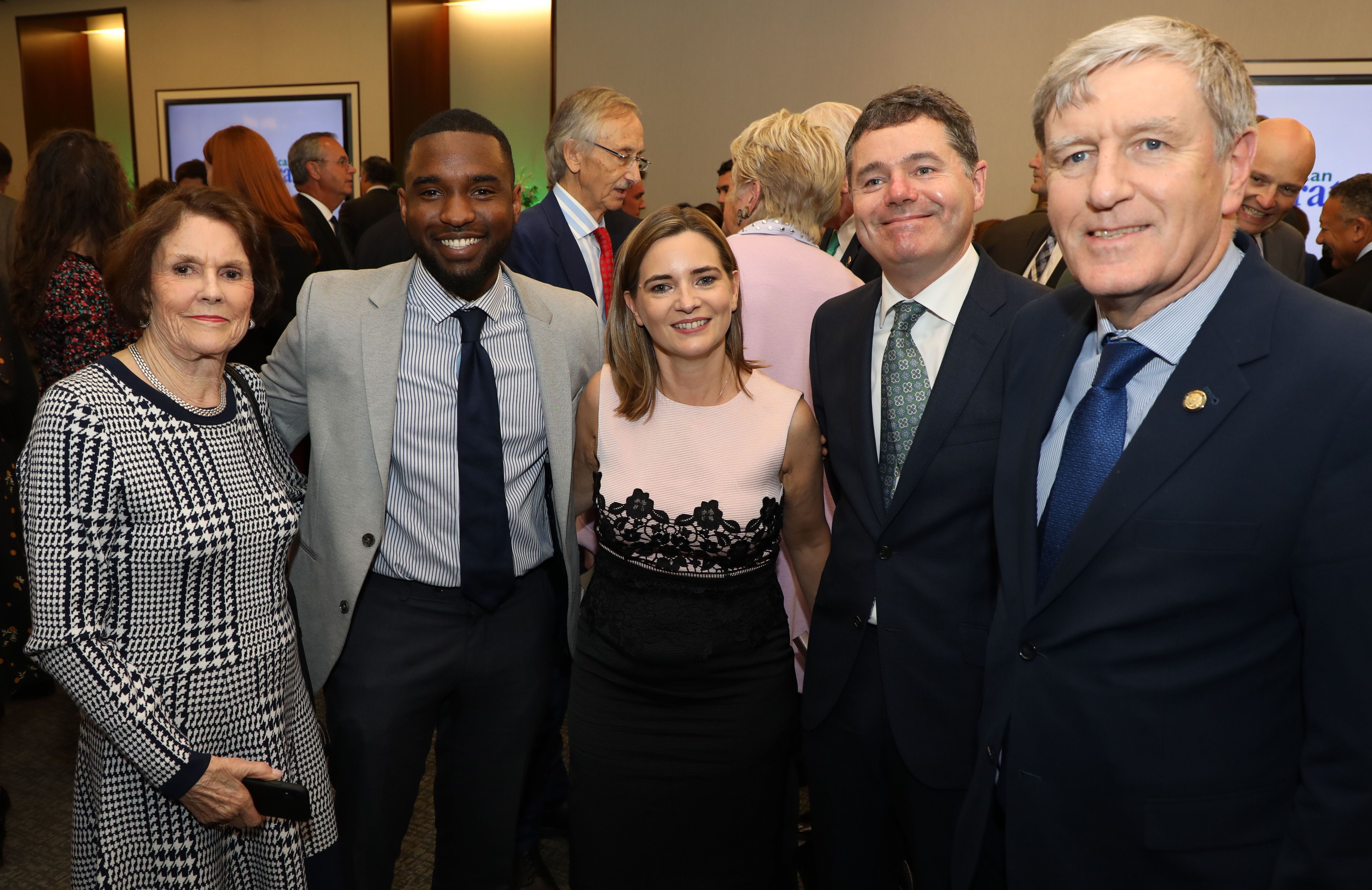 Stella O'Leary, Anthony Bellmon, Irish Deputy Ambassador Emer Rocke, Minister Pascal Donohoe, and Ambassador Dan Mulhall.