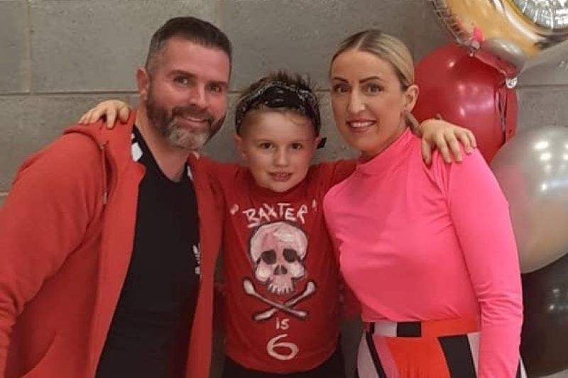 Baxter at his 'rockstar' birthday party earlier this year with his parents Kenneth and Lynn