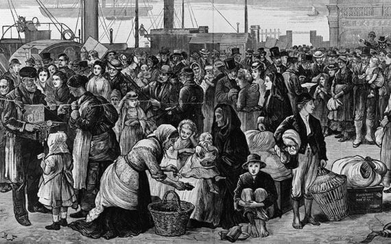 Irish Famine victims arrive at Grosse Ile, Canada. Irish Famine victims arrive at Grosse Ile, Canada.