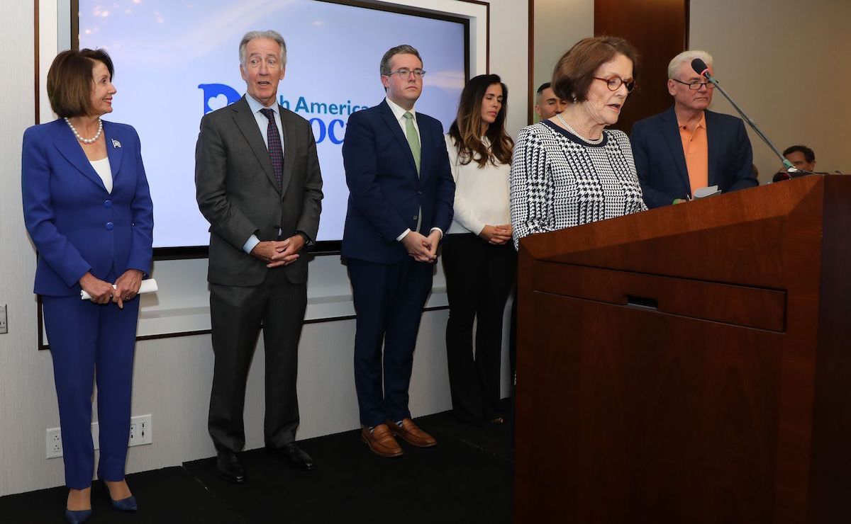 Speaker Nancy Pelosi, Chairman Richie Neal, Irish American Democrats VP John McCarthy, Maura Neal Fitzpatrick, Irish American Democrats President Stella O'Leary and President Terry O'Sullivan.