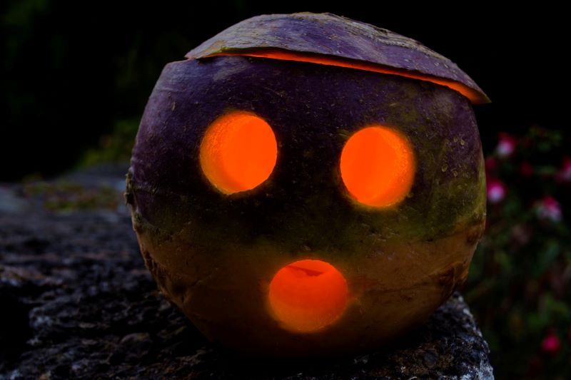 A jack-o-lantern made from a turnip (Getty Images)