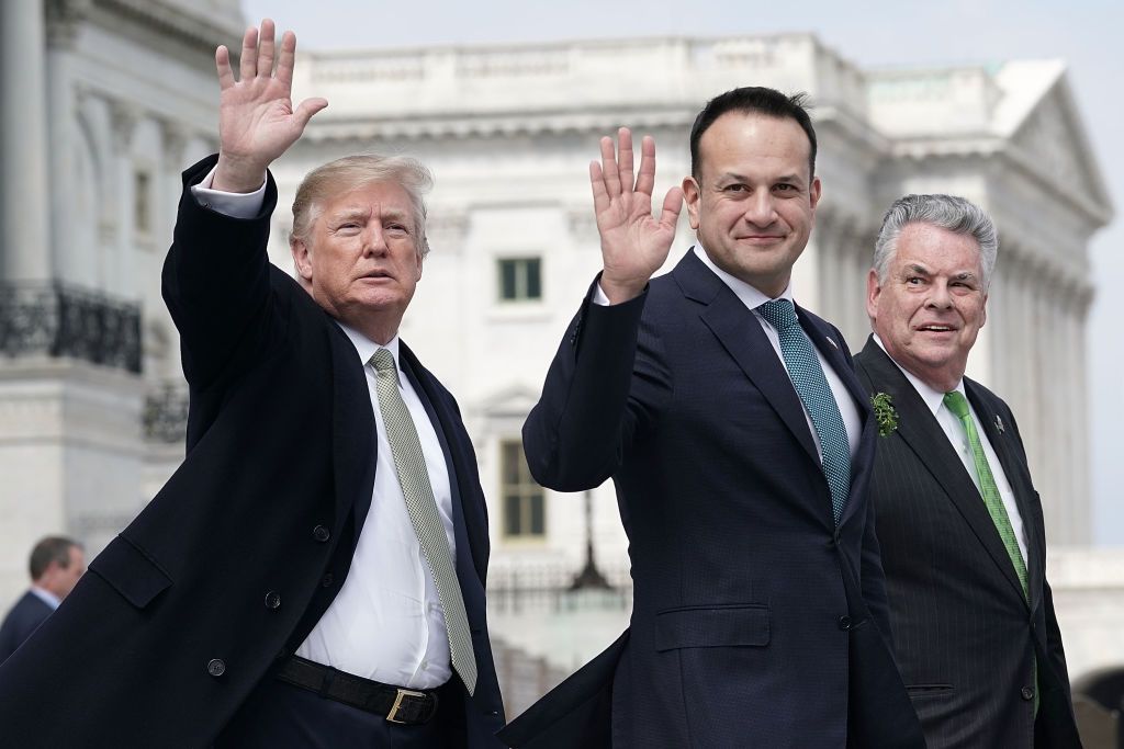 US President Donald Trump, Taoiseach (Prime Minister) Leo Varadkar, and Pete King on St. Patrick's Day 2018.