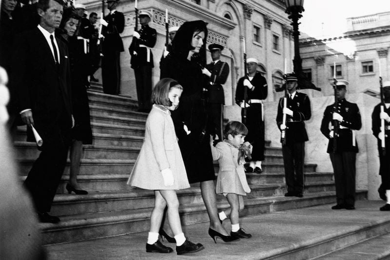 Jackie Kennedy and her children during her husband's state funeral in 1963. (Getty Images)